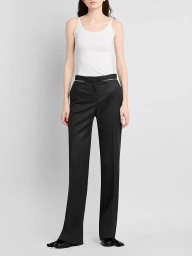 Stella McCartney Women's Zip-Detail Straight-Leg Pants - Black | Thumbnail 2 Stella McCartney Women's Zip-Detail Straight-Leg Pants - Black | Thumbnail 2