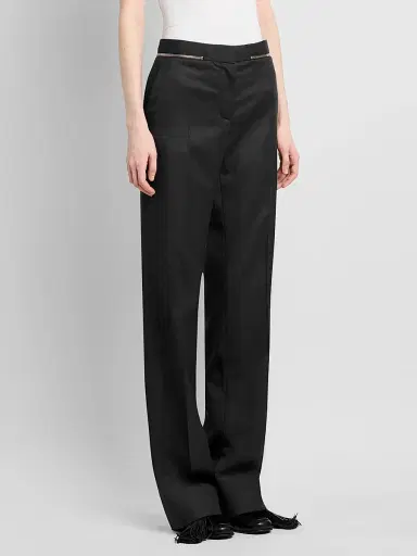 Stella McCartney Women's Zip-Detail Straight-Leg Pants - Black | Thumbnail 4 Stella McCartney Women's Zip-Detail Straight-Leg Pants - Black | Thumbnail 4