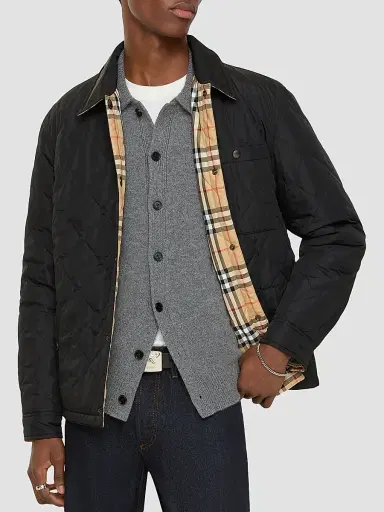 Burberry Men's Brighton Reversible Quilted Nylon Jacket - Black | Thumbnail 2 Burberry Men's Brighton Reversible Quilted Nylon Jacket - Black | Thumbnail 2