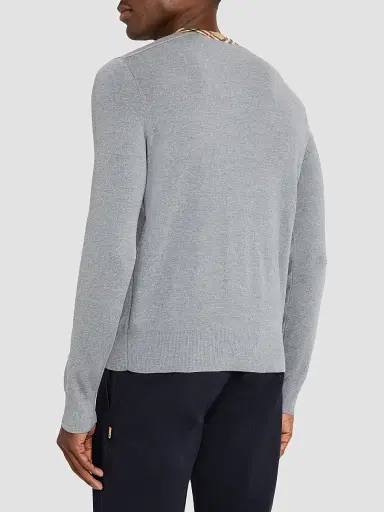 Burberry Men's Maxim Wool Check Collar Sweater - Grey | Thumbnail 3 Burberry Men's Maxim Wool Check Collar Sweater - Grey | Thumbnail 3