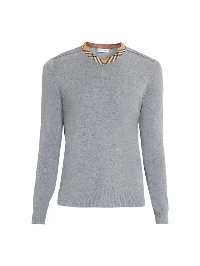 Men's Maxim Wool Check Collar Sweater - Grey Men's Maxim Wool Check Collar Sweater - Grey