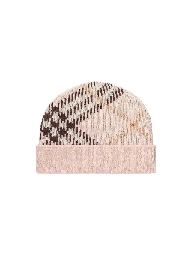 Women's Check Cashmere Knit Beanie - Pink Women's Check Cashmere Knit Beanie - Pink