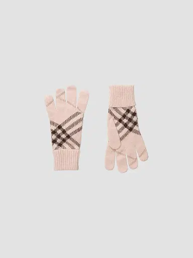 Burberry Women's Heritage Check Cashmere-Blend Gloves - Pink | Thumbnail 2 Burberry Women's Heritage Check Cashmere-Blend Gloves - Pink | Thumbnail 2