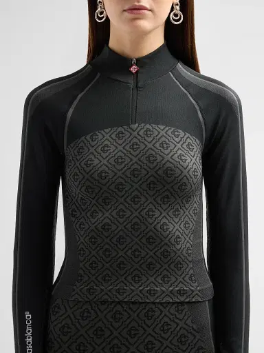Casablanca Women's Seamless Monogram Zip Top - Grey | Thumbnail 5 Casablanca Women's Seamless Monogram Zip Top - Grey | Thumbnail 5