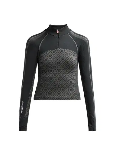 Casablanca Women's Seamless Monogram Zip Top - Grey | Thumbnail 1 Casablanca Women's Seamless Monogram Zip Top - Grey | Thumbnail 1