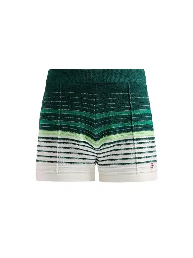 Casablanca Women's Bouclé Striped Cotton-Blend Shorts - White Green | Thumbnail 1 Casablanca Women's Bouclé Striped Cotton-Blend Shorts - White Green | Thumbnail 1