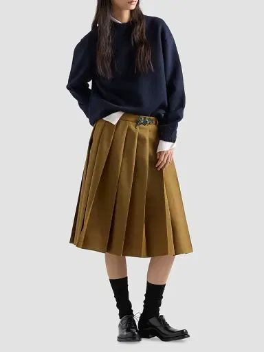 Prada Women's Wool and Suede Sweater - Blue | Thumbnail 2 Prada Women's Wool and Suede Sweater - Blue | Thumbnail 2