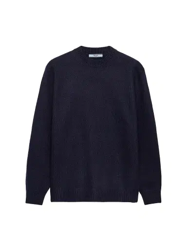 Prada Women's Wool and Suede Sweater - Blue | Thumbnail 1 Prada Women's Wool and Suede Sweater - Blue | Thumbnail 1