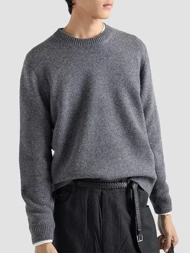 Prada Men's Wool Crewneck Sweater - Grey | Thumbnail 3 Prada Men's Wool Crewneck Sweater - Grey | Thumbnail 3