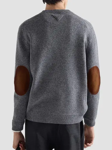 Prada Men's Wool Crewneck Sweater - Grey | Thumbnail 4 Prada Men's Wool Crewneck Sweater - Grey | Thumbnail 4