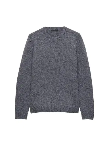 Prada Men's Wool Crewneck Sweater - Grey | Thumbnail 1 Prada Men's Wool Crewneck Sweater - Grey | Thumbnail 1