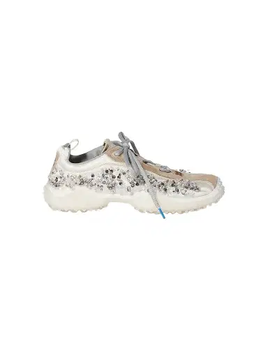 Miu Miu Women's Bubble Embroidered Technical Fabric and Suede Sneakers - Beige Khaki - Size 12 | Thumbnail 1 Miu Miu Women's Bubble Embroidered Technical Fabric and Suede Sneakers - Beige Khaki - Size 12 | Thumbnail 1