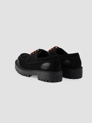 Prada Men's Waxed Suede Lace-Up Shoes - Black | Thumbnail 3 Prada Men's Waxed Suede Lace-Up Shoes - Black | Thumbnail 3