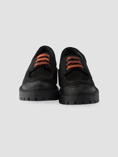 Prada Men's Waxed Suede Lace-Up Shoes - Black | Thumbnail 4 Prada Men's Waxed Suede Lace-Up Shoes - Black | Thumbnail 4