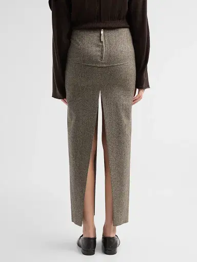 Rick Owens Women's Sliced Wool Maxi Skirt - Black Melange | Thumbnail 3 Rick Owens Women's Sliced Wool Maxi Skirt - Black Melange | Thumbnail 3