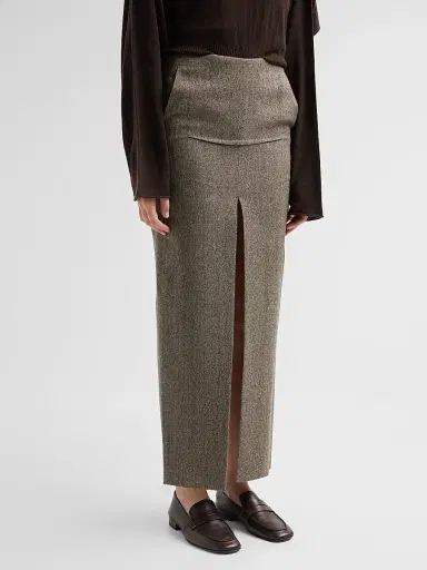 Rick Owens Women's Sliced Wool Maxi Skirt - Black Melange | Thumbnail 4 Rick Owens Women's Sliced Wool Maxi Skirt - Black Melange | Thumbnail 4