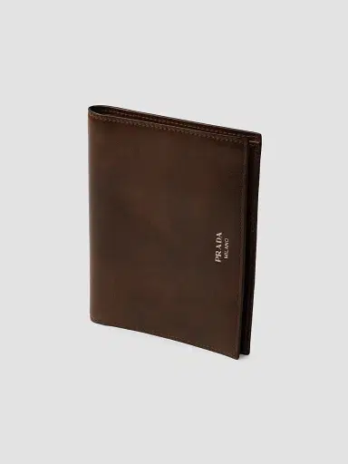 Prada Men's Antiqued Leather Wallet - Brown | Thumbnail 4 Prada Men's Antiqued Leather Wallet - Brown | Thumbnail 4