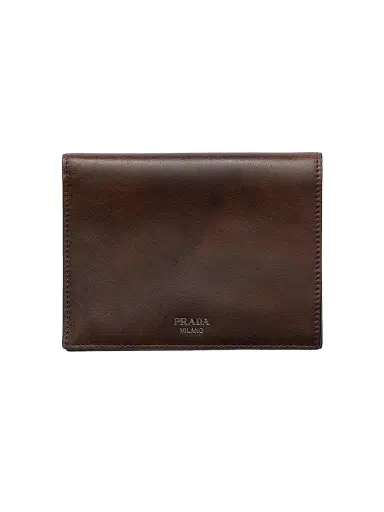 Prada Men's Antiqued Leather Wallet - Brown | Thumbnail 1 Prada Men's Antiqued Leather Wallet - Brown | Thumbnail 1