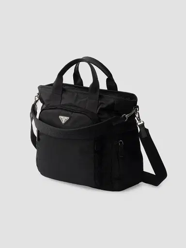 Prada Men's Re-Nylon and Saffiano Leather Tote Bag - Black | Thumbnail 2 Prada Men's Re-Nylon and Saffiano Leather Tote Bag - Black | Thumbnail 2