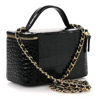 Chanel BlackCrocodile Embossed Crococo Small Top Handle Vanity Case | Thumbnail 2 Chanel BlackCrocodile Embossed Crococo Small Top Handle Vanity Case | Thumbnail 2