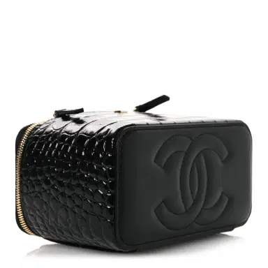 Chanel BlackCrocodile Embossed Crococo Small Top Handle Vanity Case | Thumbnail 3 Chanel BlackCrocodile Embossed Crococo Small Top Handle Vanity Case | Thumbnail 3