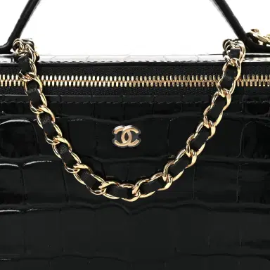 Chanel BlackCrocodile Embossed Crococo Small Top Handle Vanity Case | Thumbnail 5 Chanel BlackCrocodile Embossed Crococo Small Top Handle Vanity Case | Thumbnail 5