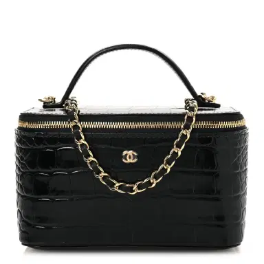 Chanel BlackCrocodile Embossed Crococo Small Top Handle Vanity Case | Thumbnail 1 Chanel BlackCrocodile Embossed Crococo Small Top Handle Vanity Case | Thumbnail 1
