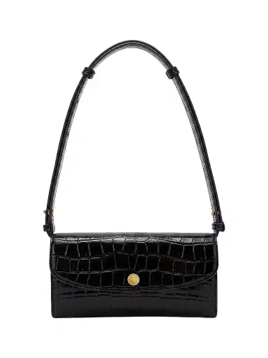 Veronica Beard Women's Croc-Embossed Leather Crossbody Wallet - Black | Thumbnail 1 Veronica Beard Women's Croc-Embossed Leather Crossbody Wallet - Black | Thumbnail 1
