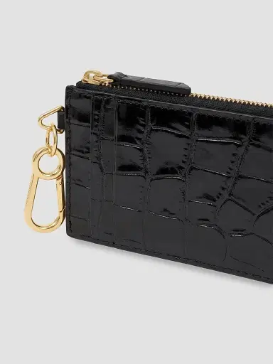 Veronica Beard Women's Croc-Embossed Leather Card Holder - Black | Thumbnail 3 Veronica Beard Women's Croc-Embossed Leather Card Holder - Black | Thumbnail 3