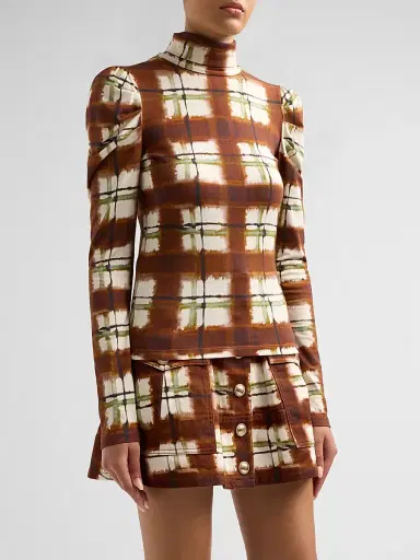 Cara Cara Women's Chira Blurred Plaid Turtleneck Top | Thumbnail 4 Cara Cara Women's Chira Blurred Plaid Turtleneck Top | Thumbnail 4