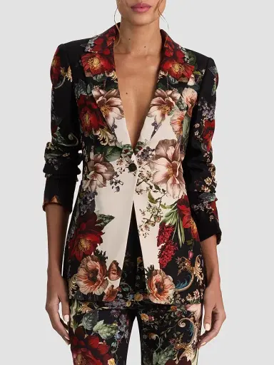 Alice + Olivia Women's Breann Floral Fitted Blazer - Floral Radiance | Thumbnail 4 Alice + Olivia Women's Breann Floral Fitted Blazer - Floral Radiance | Thumbnail 4