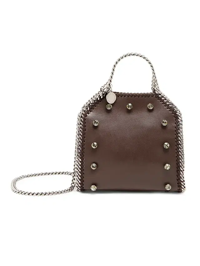 Women's Falabella Tiny Crystal Studded Shoulder Bag - Dark Taupe Women's Falabella Tiny Crystal Studded Shoulder Bag - Dark Taupe