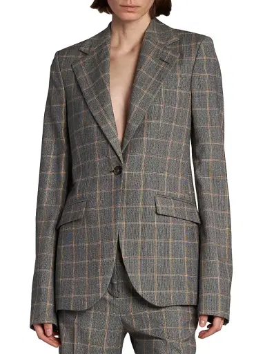 Stella McCartney Women's Slim Checked Blazer - Grey Melange | Thumbnail 3 Stella McCartney Women's Slim Checked Blazer - Grey Melange | Thumbnail 3