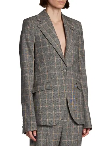 Stella McCartney Women's Slim Checked Blazer - Grey Melange | Thumbnail 4 Stella McCartney Women's Slim Checked Blazer - Grey Melange | Thumbnail 4