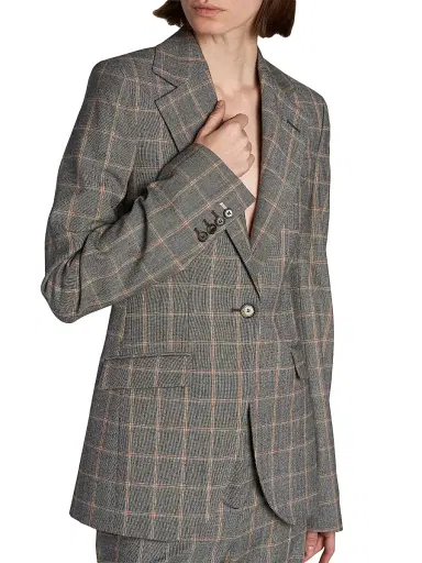 Stella McCartney Women's Slim Checked Blazer - Grey Melange | Thumbnail 6 Stella McCartney Women's Slim Checked Blazer - Grey Melange | Thumbnail 6
