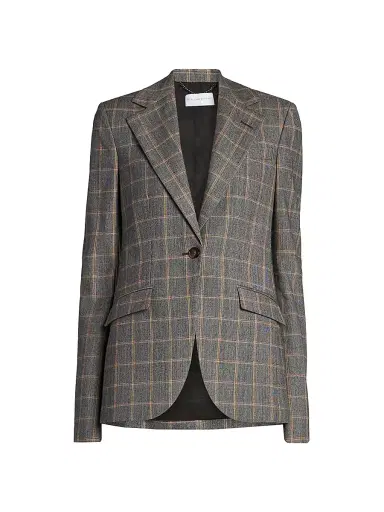 Stella McCartney Women's Slim Checked Blazer - Grey Melange | Thumbnail 1 Stella McCartney Women's Slim Checked Blazer - Grey Melange | Thumbnail 1