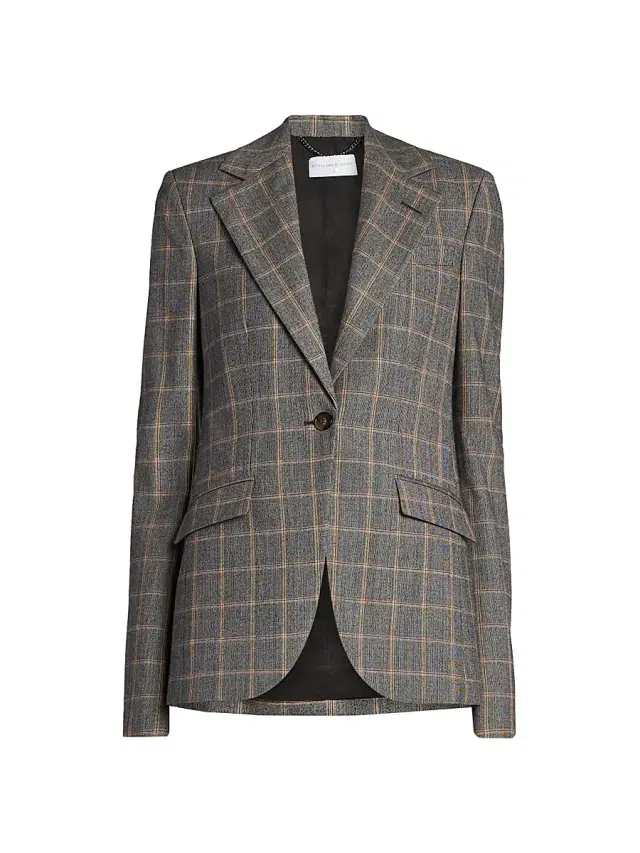 Women's Slim Checked Blazer - Grey Melange Women's Slim Checked Blazer - Grey Melange