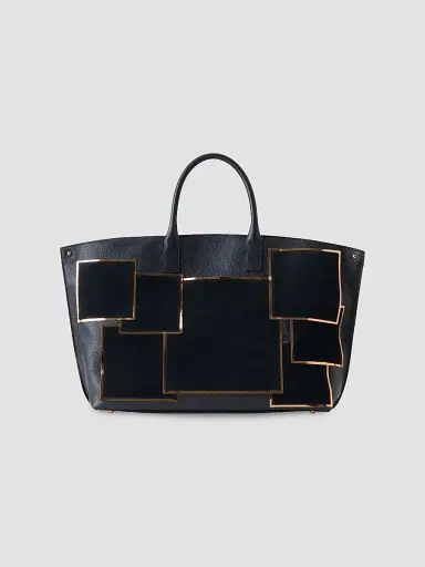 Akris punto Women's Ai Metallic Patchwork Leather Top-Handle Bag - Gold Black | Thumbnail 2 Akris punto Women's Ai Metallic Patchwork Leather Top-Handle Bag - Gold Black | Thumbnail 2