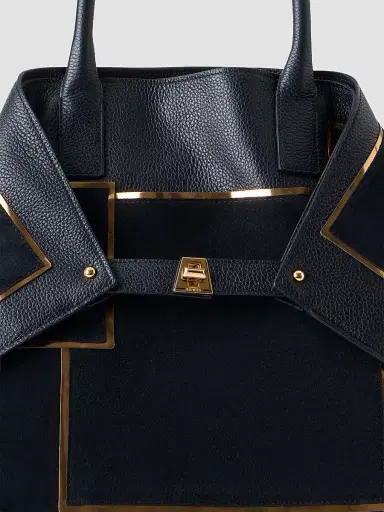 Akris punto Women's Ai Metallic Patchwork Leather Top-Handle Bag - Gold Black | Thumbnail 3 Akris punto Women's Ai Metallic Patchwork Leather Top-Handle Bag - Gold Black | Thumbnail 3