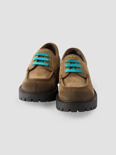 Prada Men's Waxed Suede Lace-Up Shoes - Brown | Thumbnail 4 Prada Men's Waxed Suede Lace-Up Shoes - Brown | Thumbnail 4