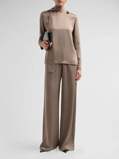 Fabiana Filippi Women's Filo Diamanté Knot Pin Satin Top - Falcon | Thumbnail 2 Fabiana Filippi Women's Filo Diamanté Knot Pin Satin Top - Falcon | Thumbnail 2