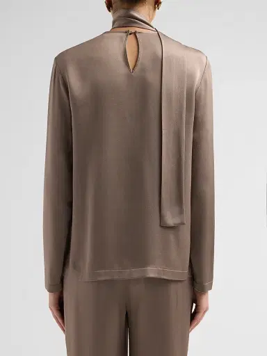 Fabiana Filippi Women's Filo Diamanté Knot Pin Satin Top - Falcon | Thumbnail 3 Fabiana Filippi Women's Filo Diamanté Knot Pin Satin Top - Falcon | Thumbnail 3