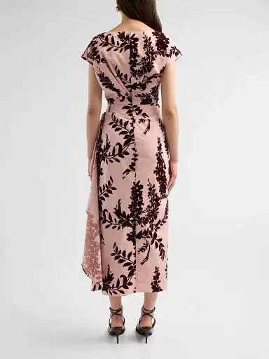 Lela Rose Women's Florence Flocked Taffeta Cocktail Dress - Dusty Rose Oxblood | Thumbnail 3 Lela Rose Women's Florence Flocked Taffeta Cocktail Dress - Dusty Rose Oxblood | Thumbnail 3