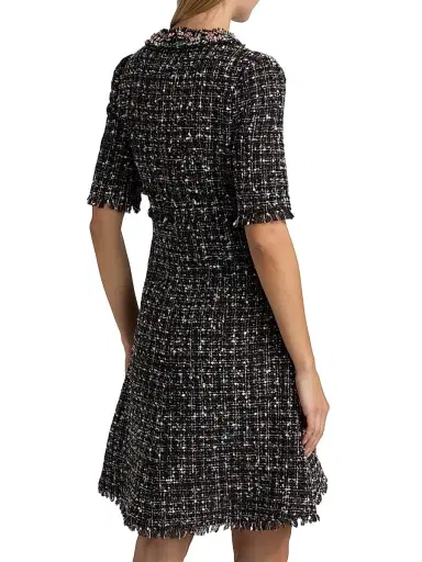 Teri Jon by Rickie Freeman Women's Embellished Tweed Fit & Flare Minidress - Black Multi | Thumbnail 5 Teri Jon by Rickie Freeman Women's Embellished Tweed Fit & Flare Minidress - Black Multi | Thumbnail 5