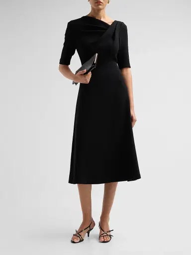Teri Jon by Rickie Freeman Women's Crêpe Asymmetric A-Line Cocktail Dress - Black | Thumbnail 2 Teri Jon by Rickie Freeman Women's Crêpe Asymmetric A-Line Cocktail Dress - Black | Thumbnail 2