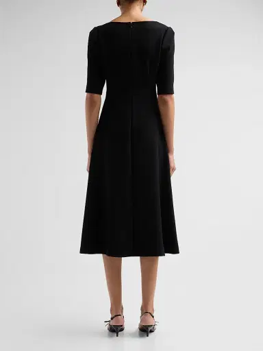 Teri Jon by Rickie Freeman Women's Crêpe Asymmetric A-Line Cocktail Dress - Black | Thumbnail 3 Teri Jon by Rickie Freeman Women's Crêpe Asymmetric A-Line Cocktail Dress - Black | Thumbnail 3