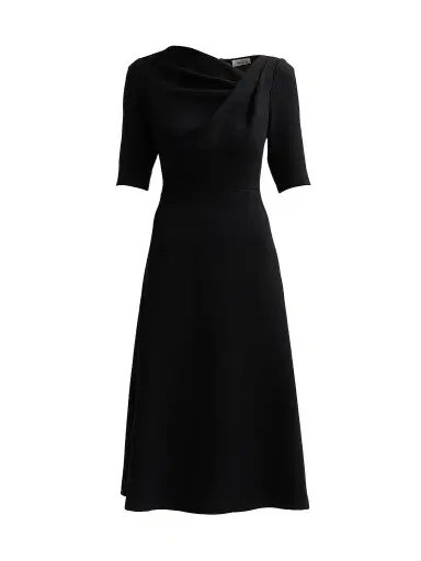 Teri Jon by Rickie Freeman Women's Crêpe Asymmetric A-Line Cocktail Dress - Black | Thumbnail 1 Teri Jon by Rickie Freeman Women's Crêpe Asymmetric A-Line Cocktail Dress - Black | Thumbnail 1