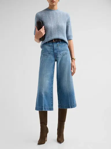 Veronica Beard Women's Marlowe High-Rise Wide-Leg Culottes - Memory Lane - Size 32 | Thumbnail 2 Veronica Beard Women's Marlowe High-Rise Wide-Leg Culottes - Memory Lane - Size 32 | Thumbnail 2