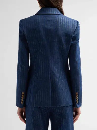 Veronica Beard Women's Naira Striped Cotton-Blend Single-Breasted Dickey Jacket - Medium Indigo Copper - Size 16 | Thumbnail 3 Veronica Beard Women's Naira Striped Cotton-Blend Single-Breasted Dickey Jacket - Medium Indigo Copper - Size 16 | Thumbnail 3