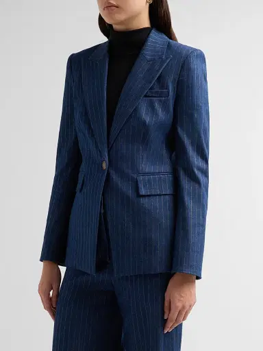 Veronica Beard Women's Naira Striped Cotton-Blend Single-Breasted Dickey Jacket - Medium Indigo Copper - Size 16 | Thumbnail 4 Veronica Beard Women's Naira Striped Cotton-Blend Single-Breasted Dickey Jacket - Medium Indigo Copper - Size 16 | Thumbnail 4
